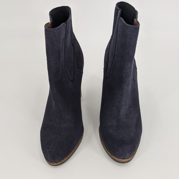Lucky Brand Blue Suede Maldee Heeled Ankle Boots - Picture 4 of 7